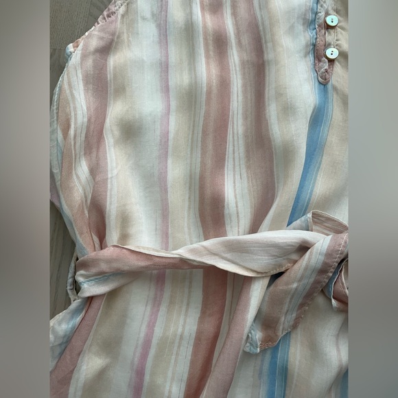 Bella Dahl Desert Horizon Striped Sleeveless Dress in Soft Pastel with Waist Tie - Picture 6 of 11